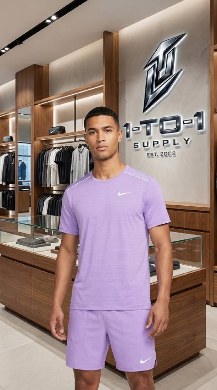 Nike Dri-Fit Miler - T-Shirt & Shorts Set - Purple