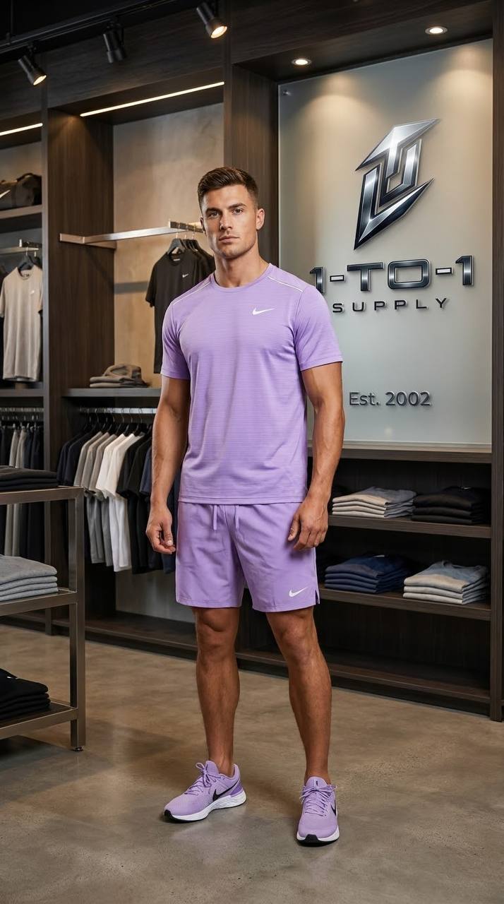 Nike Dri-Fit Miler - T-Shirt & Shorts Set - Purple