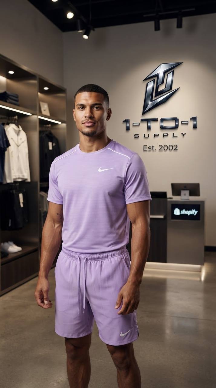 Nike Dri-Fit Miler - T-Shirt & Shorts Set - Purple