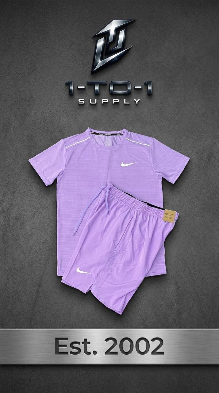 Nike Dri-Fit Miler - T-Shirt & Shorts Set - Purple