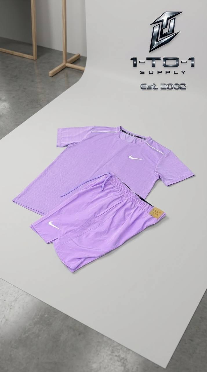 Nike Dri-Fit Miler - T-Shirt & Shorts Set - Purple