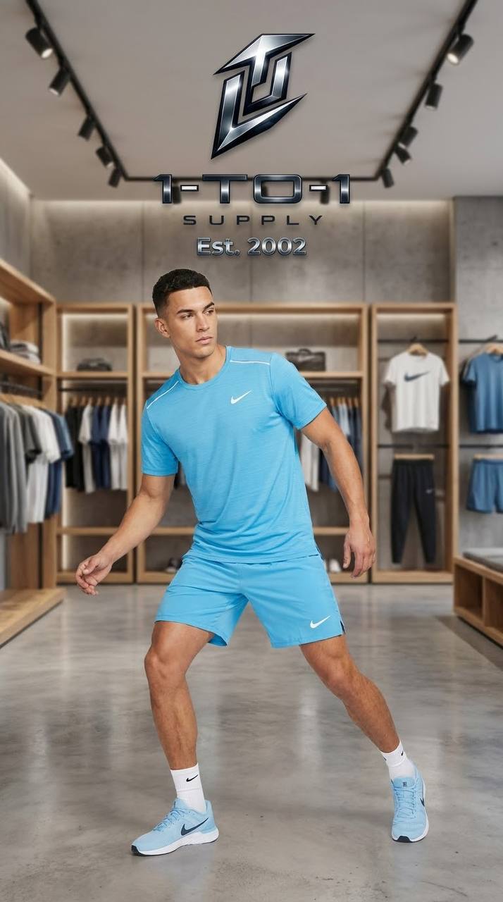 Nike Dri-Fit Miler - T-Shirt & Shorts Set - Blue