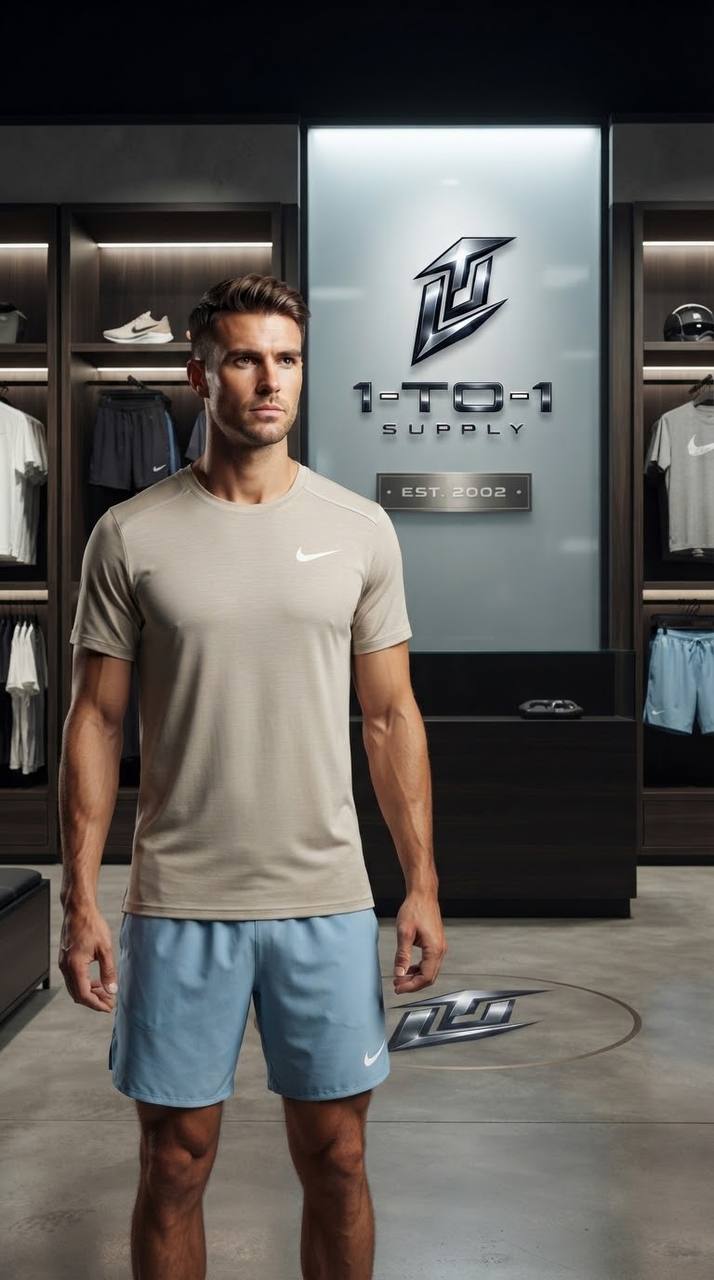 Nike Dri-Fit Miler - T-Shirt & Shorts Set - Blue/Grey