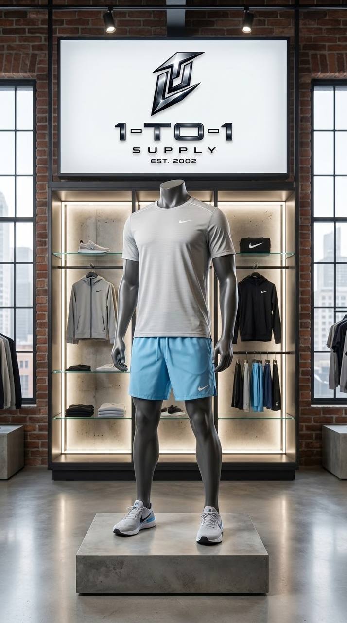 Nike Dri-Fit Miler - T-Shirt & Shorts Set - Blue/Grey